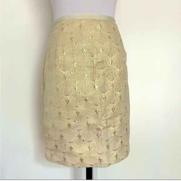 H&M Skirts Hm Beautiful Gold Detailed Pencil Skirt Poshmark